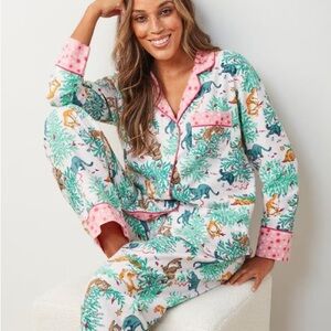Printfresh Frisky Firs Flannel Pajama Set in Sweet Cream
